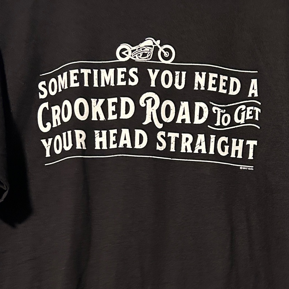 Biker Black Tee with White Graphics